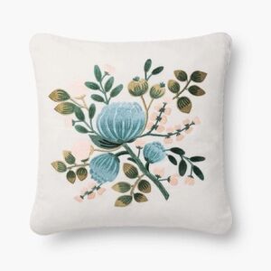 Rifle Paper Co Blue Botanical Embroidered Pillow